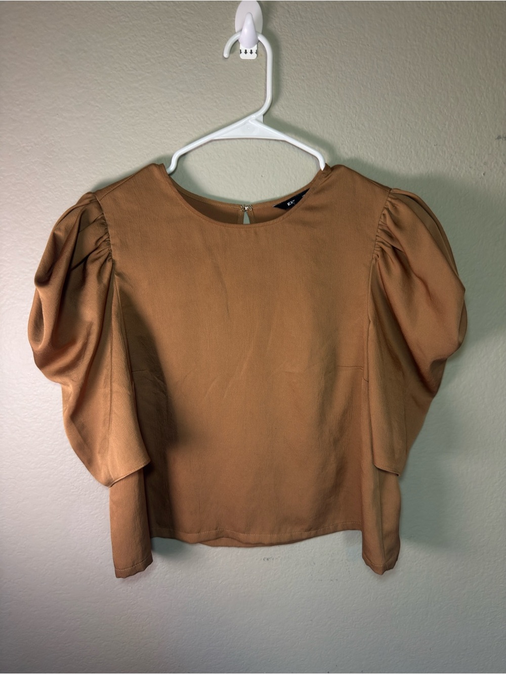 Express Tan Puff-Sleeve Blouse